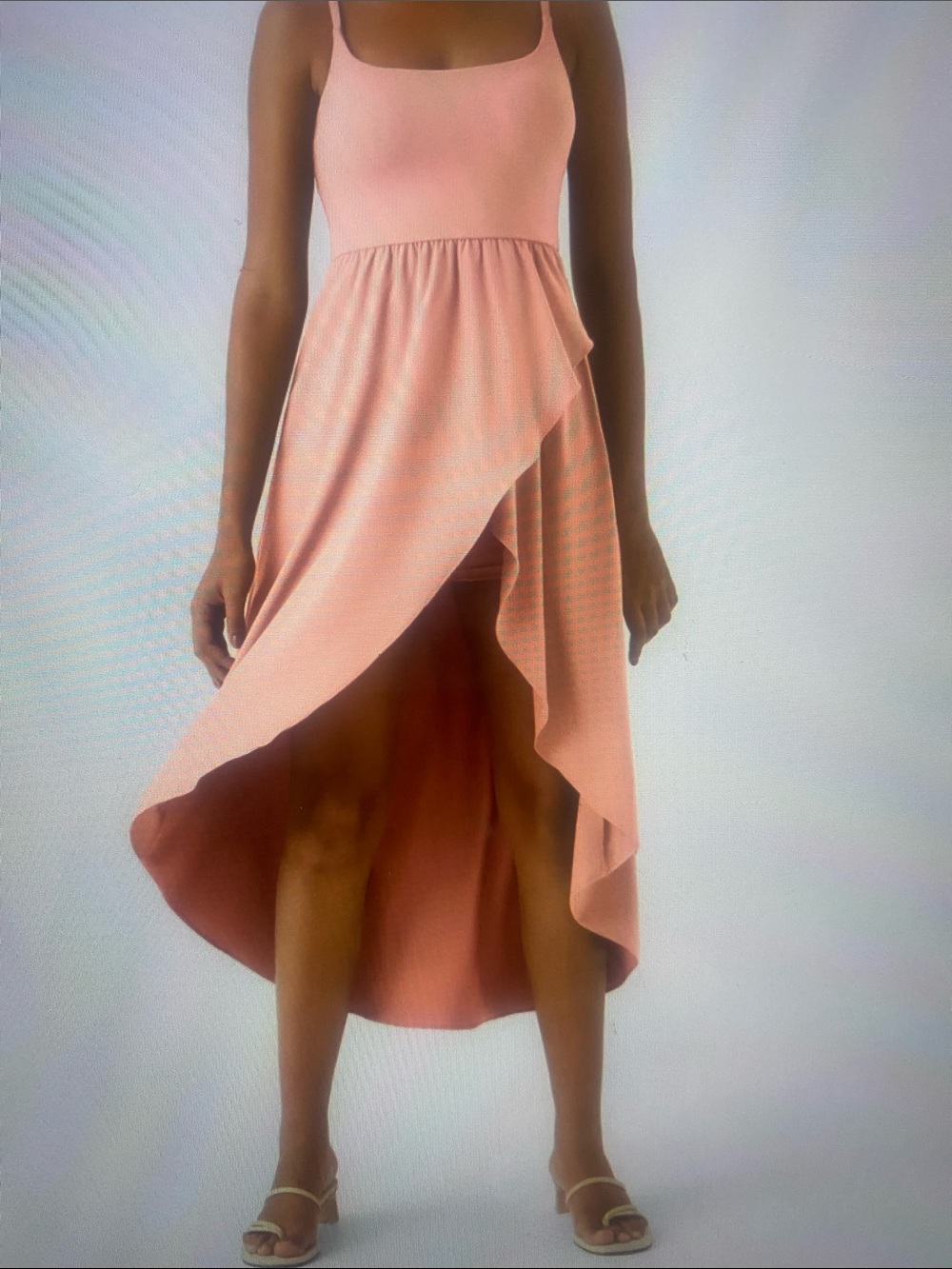 XSMALL .  STRAPPY HIGH LOW RUCHED RUFFLE LIKE DRESS